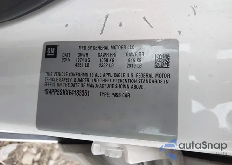 2014 Buick Verano из США, поврежденный, VIN 1G4PP5SKXE4183361